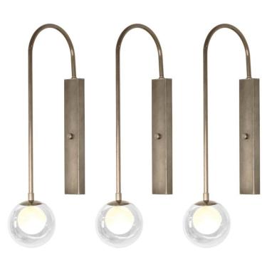 Imagem de Kit 3 Arandelas Parede Globo Duplo Vidro Retangular Bronze