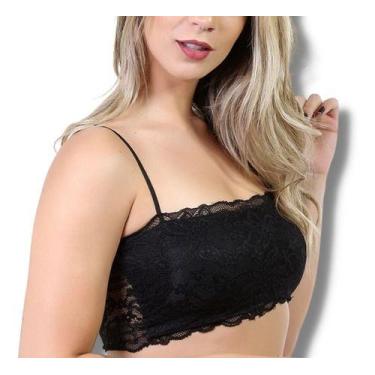 Imagem de Top Faixa Renda Com Bojo Cropped Rendado Alcinha Moda Sutiã - Miamore,