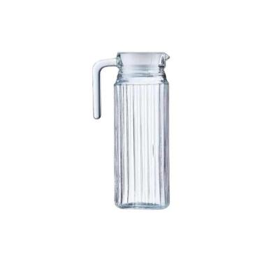 Imagem de Jarra Suiça Transparente De Vidro Água Suco 1L C/ Tampa - PRATICASA