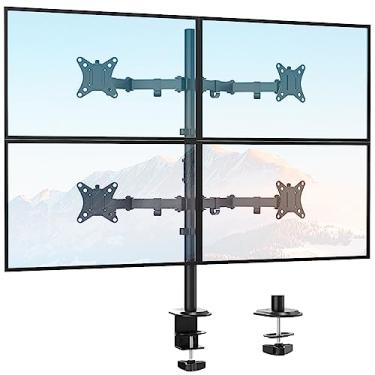 Imagem de Suporte para monitor quádruplo, suporte de 4 monitores para telas de computador de 17 a 32 polegadas, suporte de mesa empilhado totalmente ajustável, suporte VESA, suporta até 9 kg por braço,