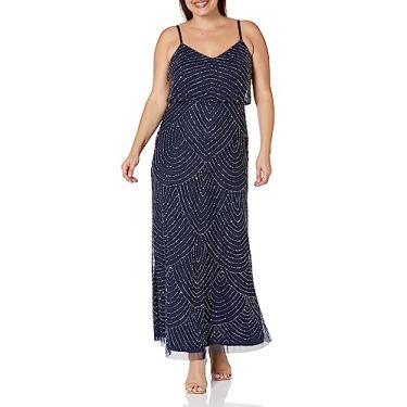 Imagem de Adrianna Papell Women's Plus-Size Long Beaded Gown - Blue - 20 Plus