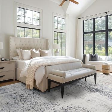 Imagem de Domitapis Tapete de área 5 × 7, tapete boho vintage, pilha baixa ultra-macia, lavável, antiderrapante, tapete resistente a manchas para sala de estar, quartos, sala de jogos, escritório, cozinha,