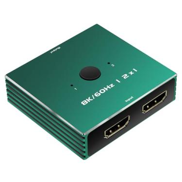 Imagem de Interruptor HDMI 4K 120Hz 2 em 1 saída 2 portas comutador HDMI 2 em 1 saída HDMI Switcher 2 em 1 HDMI 2.1 Switcher 4K 120Hz HDMI2.1 seletores de áudio e vídeo 8K 60Hz