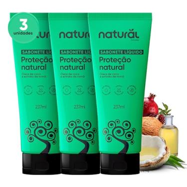 Imagem de NATURAL Combo Sabonete Líquido Proteção Natural com Óleo de Coco e Extrato de Romã - Kit com 3 Unidades - Limpeza Suave para o Corpo - Todos os Tipos de Pele