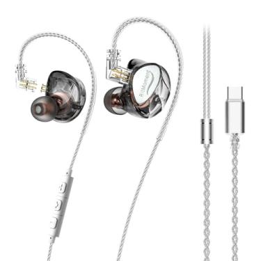 Imagem de RitMoment Fones de ouvido com fio IE10 – Fones de ouvido profissionais IEM, som nítido e graves profundos, driver dinâmico magnético duplo, monitores intra-auriculares para músicos, audiófilos e