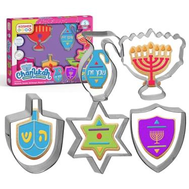 Imagem de The Kosher Cook - Conjunto de 5 Cortadores de Biscoito de Aço Inoxidável - Estrela e Menorah - Ideais para Festas de Hanukkah
