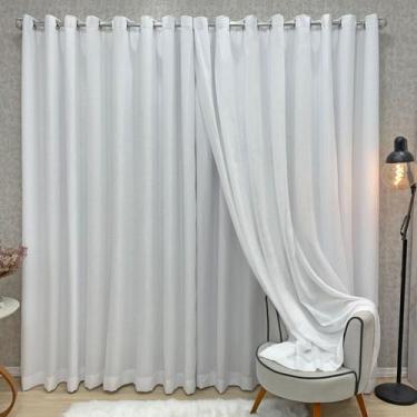 Imagem de Cortina com Voil Gaze de Linho Prática Napoli 3,00 m x 2,70 m Branco -