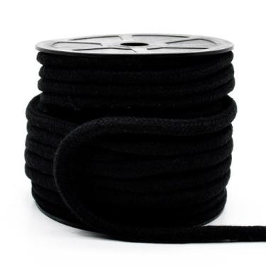 Imagem de Cordão de Algodão Trançado Simples Preto Danitex 10mm - 20 Metros