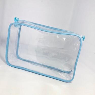 Imagem de Kit com 10 necessaire transparente e Azul 23x15 - Gii Matos Makeup