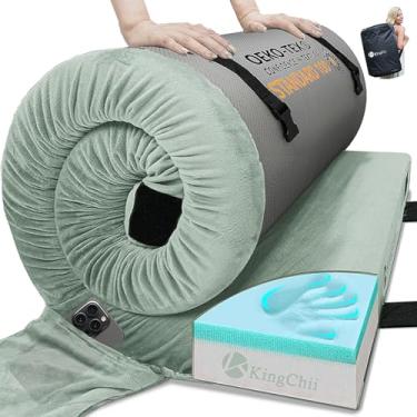 Imagem de KingChii Colchão de acampamento de espuma viscoelástica certipur-us, colchão de acampamento portátil para viagem, almofada de dormir e colchão de chão, colchão de berço, cama de hóspedes par