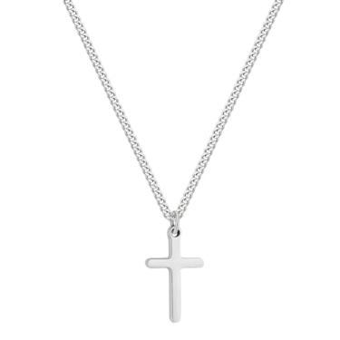 Imagem de Joxevyia Colar de cruz para menino, ouro 14K, aço inoxidável, pequeno pingente de cruz com corrente cubana, joia simples de fé, presente de Natal para homens, mulheres e meninas, 40-61 cm, 22 INCH,