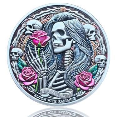 Imagem de LZWIN Eternal Beauty Challenge Coin - 1.57 Inch Zinc Alloy Motivational Token with Artistic Design and Inspiring Quote for Mindfulness and Reflection