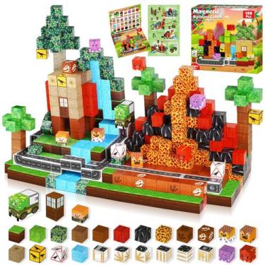 Imagem de Blocos Magnéticos World Goody King Dinosaur Volcano - 100 Unidades