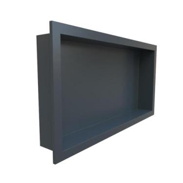 Imagem de Nicho Porta Papel Higiênico Papeleira Embutir de Parede Suporte Preto 