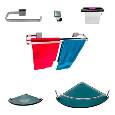 Imagem de 1 Kit Para Banheiro Luxo Max Vidro Fumê Modelado - Diretoo