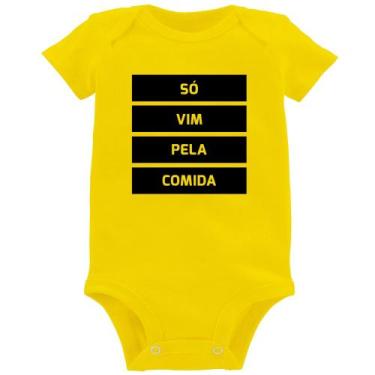 Imagem de Body Bebê Só vim pela comida - Foca na Moda, Amarelo, P