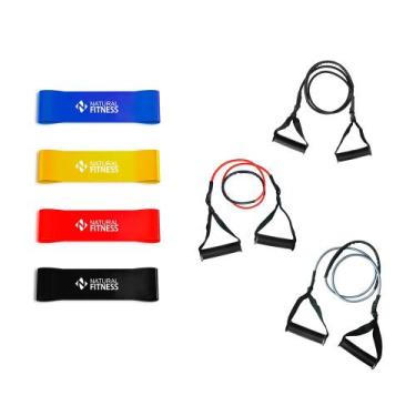 Imagem de Kit Extensor Elástico Para Exercícios Ginástica E Musculação + 4 Mini 