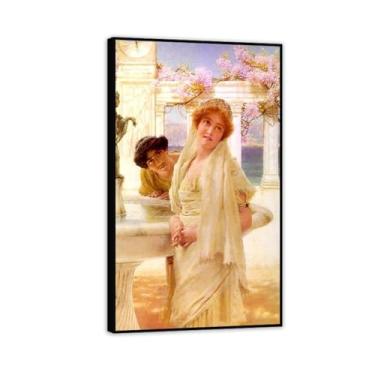 Imagem de Impressão emoldurada preta A Difference of Opinion de Lawrence Alma Tadema, reprodução de pintura a óleo, impressão giclée em tela, arte de parede pronta para pendurar para decoração de quarto de