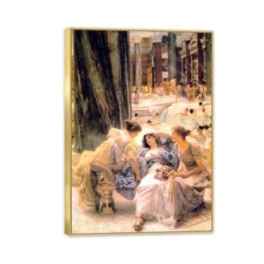 Imagem de MOBYAT Moldura dourada The Baths of Caracalla por Lawrence Alma Tadema Prints, reprodução de pintura a óleo, impressão giclée em tela, arte de parede pronta para pendurar para decoração de quarto de