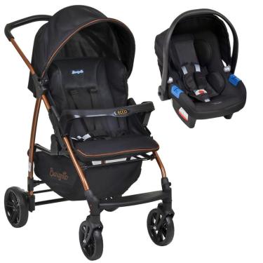 Imagem de Carrinho Ecco Preto Cobre com Bebê Conforto - Burigotto