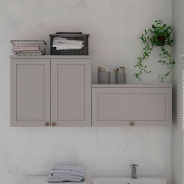 Imagem de Armário Multiuso Acquaflex 3 Portas Clean Branco Fosco/Fendi - Genialflex