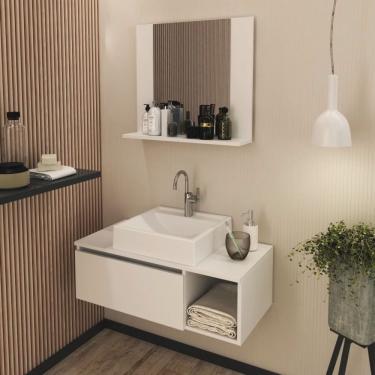 Imagem de Conjunto Suspenso para Banheiro com Espelheira 80cm