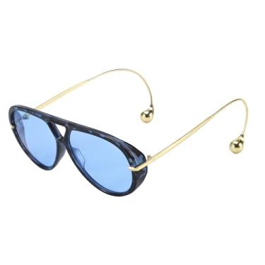 Imagem de SODQW Óculos de sol aviador grandes para mulheres com brinco moderno grande ponte dupla 2025 designer óculos escuros femininos, A08- Leopardo azul/azul, Medium