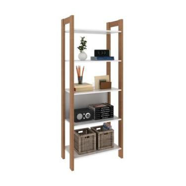 Imagem de Estante Armário Alta Multiuso 5 prateleiras AZ1005 Amêndoa/Branco - Te