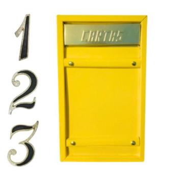 Imagem de Caixa correio carta grade/embutir Aço amarela+3 Números Plástico Colon