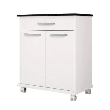 Imagem de Balcão De Cozinha 2 Portas 1 Gaveta Girassol Kaiki Móveis Branco