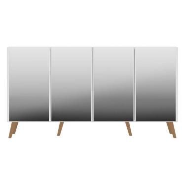 Imagem de Aparador Buffet Retrô Com Espelho Multimóveis Branco/natural