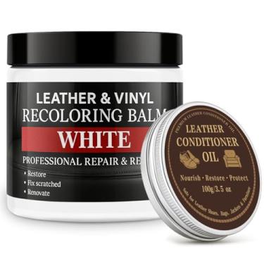 Imagem de Laxmorph Restaurador de cor de couro, bálsamo de recoloração de couro, removedor de arranhões, tinta de couro, tinta de couro com condicionador de couro, kit de reparo de couro para móveis, sofás