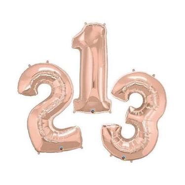 Imagem de Balão de Festa Microfoil 40" 100cm - Número Rose Gold - 01 Unidade - Q