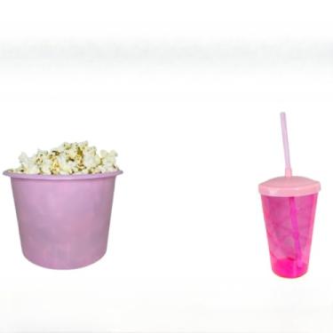 Imagem de Kit Cinema 50 balde 1,5L Pipoca + 50 copos Twister Colorido 400ml (ROSA-BEBÊ)