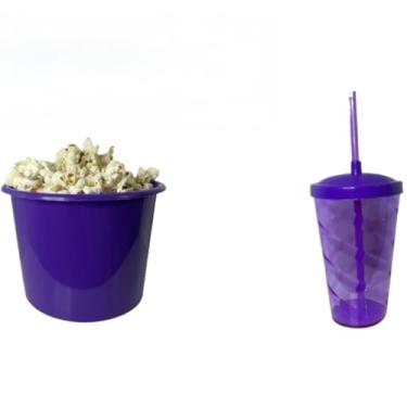 Imagem de Kit Cinema 50 balde 1,5L Pipoca + 50 copos Twister Colorido 400ml (ROXO)
