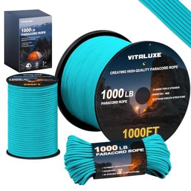 Imagem de VITALUXE Corda de paraquedas de 1000 Ib, cordão de paraquedas tático com 12 fios triplos, equipamento de sobrevivência resistente para acampamento, caminhada, ideal para pulseiras, cordões, diâmetro