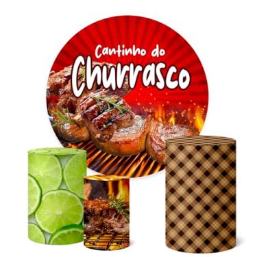 Imagem de Trio Capas Cilindro + Painel Redondo 1,50m Churrasco (K1CHO0004)