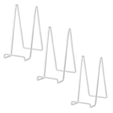 Imagem de Suporte de exibição de cavalete - Suportes de placa de metal de 20 cm para exibição - Suporte de mesa - Cavaletes de ferro prata para exibição de fotos | Molduras de fotos | Livro | Placas decorativas