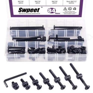 Imagem de Kit de parafusos de hardware de berço Swpeet Black M6 x 20/30/40/50/60