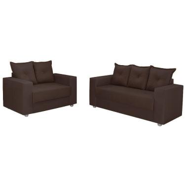 Imagem de Conjunto Sofá 2 E 3 Lugares Palermo Veludo Marrom