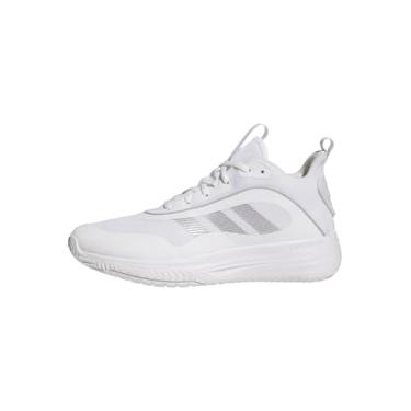 Imagem de adidas Own The Game 3.0 Tênis masculino de basquete de cano médio, Branco/Prata Metálico/Cinza, 44