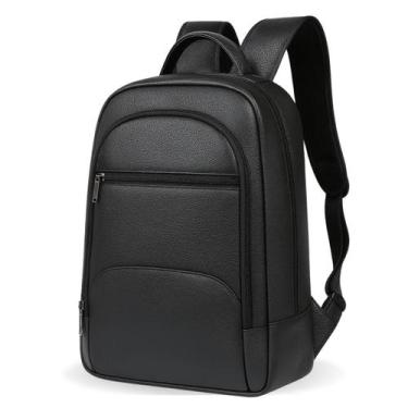 Imagem de Mochila Couro Legítimo Masculina Executiva Casual Compacta Slim Notebo