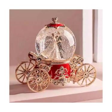 Imagem de ZZTWER Caixa musical fantasia floco de neve abóbora carro bola de cristal caixa de música, globo de neve com luzes coloridas para presente de aniversário, Natal, Ano Novo