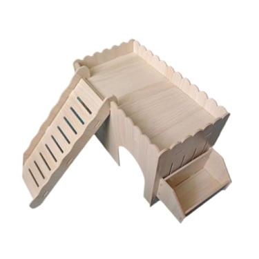 Imagem de KiBcsLic Casa de madeira para porquinhos-da-índia, caverna com escadas, casa de, de brincar para gerbilos, hamsters anões, lemingues, ouriços,