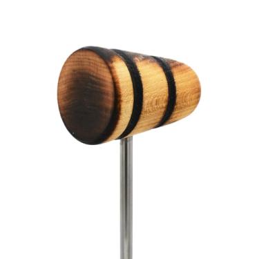 Imagem de Low Boy Batedor de bumbo de madeira - Batedor de bumbo versátil de peso médio com superfície de madeira durável e hastes de aço de grau aeroespacial (queimado com listras pretas, pacote com 1)