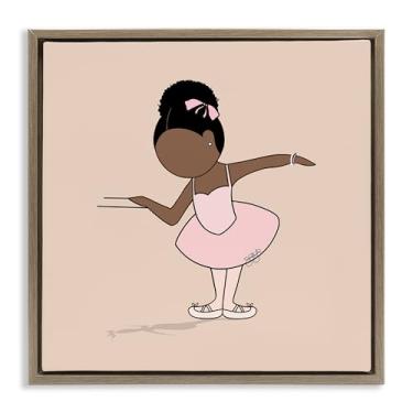 Imagem de Stupell Industries Graceful Ballerina Portrait Brown Framed Floater Canvas Wall Art Design por Sierra Siler, 18 x 18
