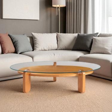 Imagem de Mesa de Centro para Sala de Estar com Vidro Prisma Cinamomo