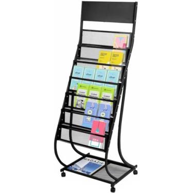 Imagem de Suporte De Brochura De Porta-revistas, Estante De Revistas De Chão, Suporte De Exibição De Panfletos Com Rodas, Adequado Para Exposições De Feiras De Escritório