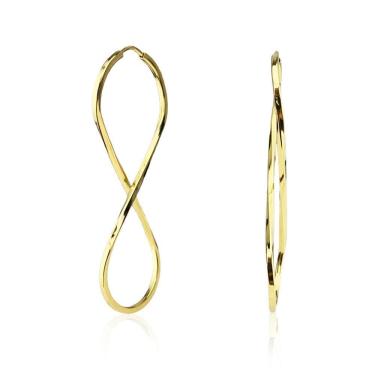 Imagem de Brinco Argola Infinito Torcido 4Cm Em Ouro 18K