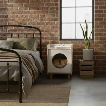 Imagem de Mesa de Cabeceira Pet em MDF 15mm Com Casinha Para Gato e Cachorro Apa